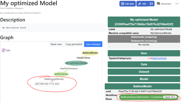 After completion, the best-run energy density and geometry parameters are store on the knowledge graph