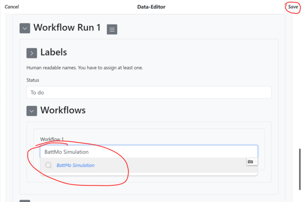 Choose a workflow. In this case we select the simulation workflow.